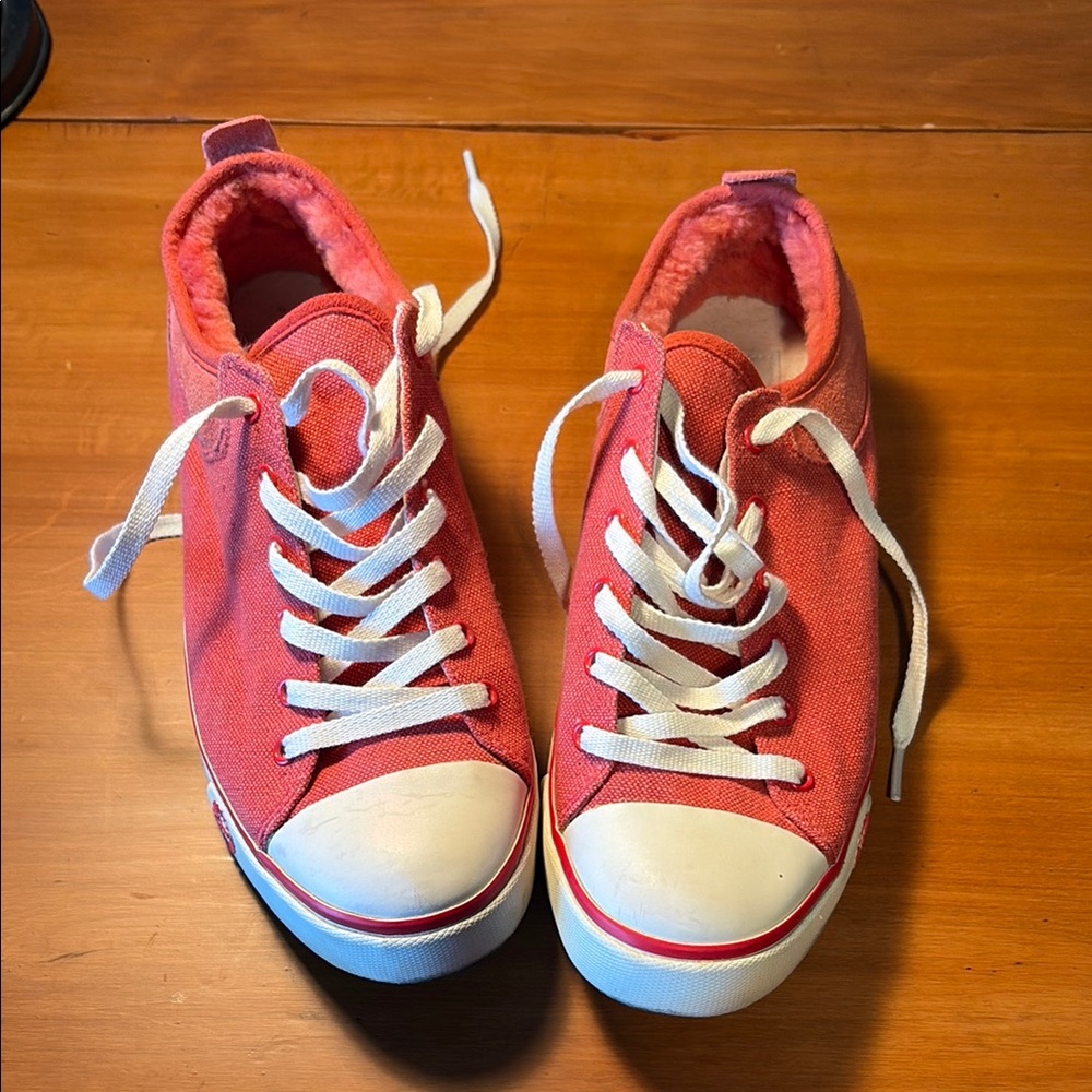 UGG Pink Canvas Sneakers with White Laces